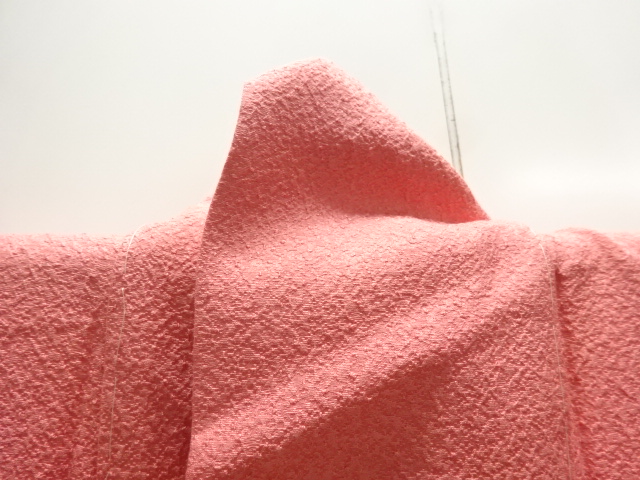  未使用品　織柄一つ紋色無地着物